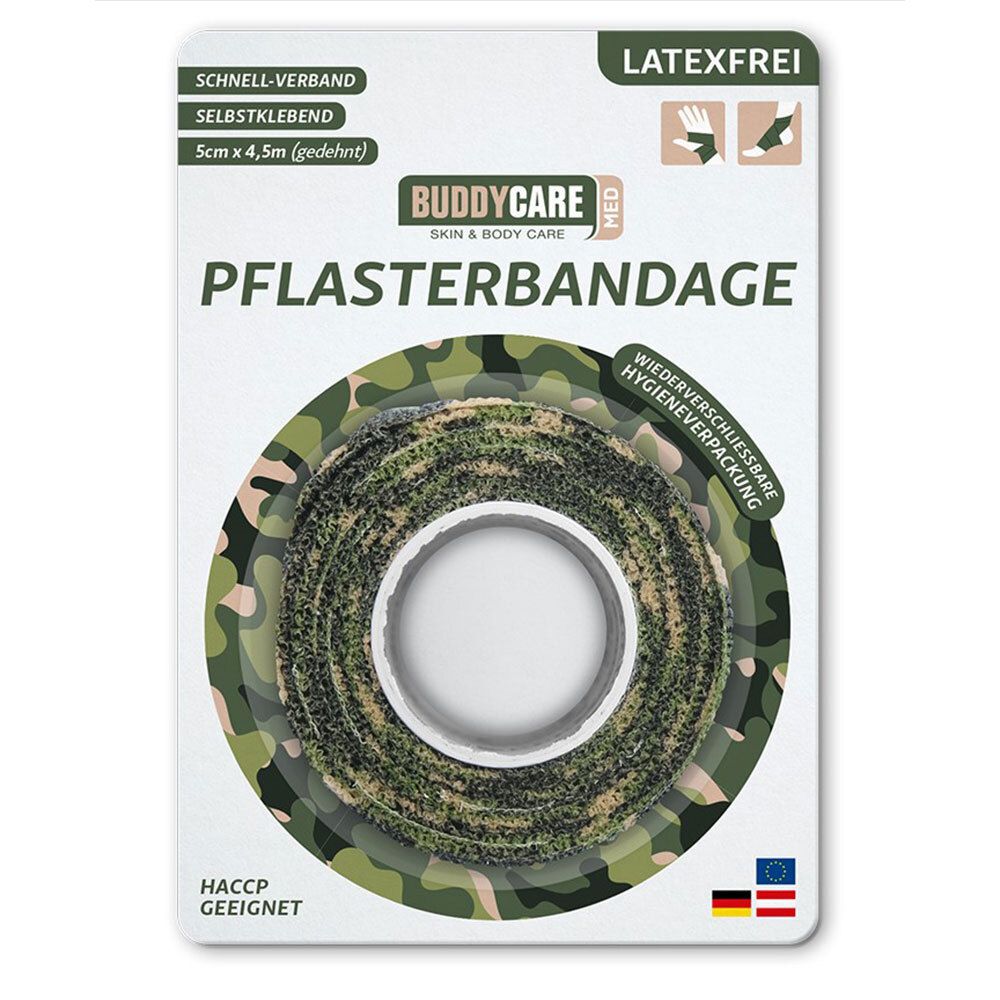 BUDDYCARE® MED bande pour doigts vert camouflage 5 cm x 4,5 m sans latex — 1 pièce