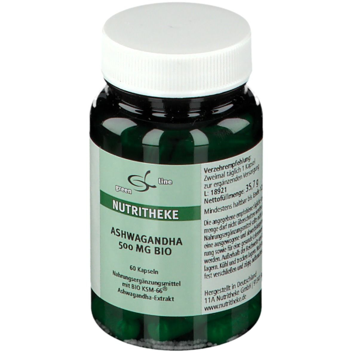 green line NUTRITHEKE Ashwagandha 500 mg bio (60 gélules)