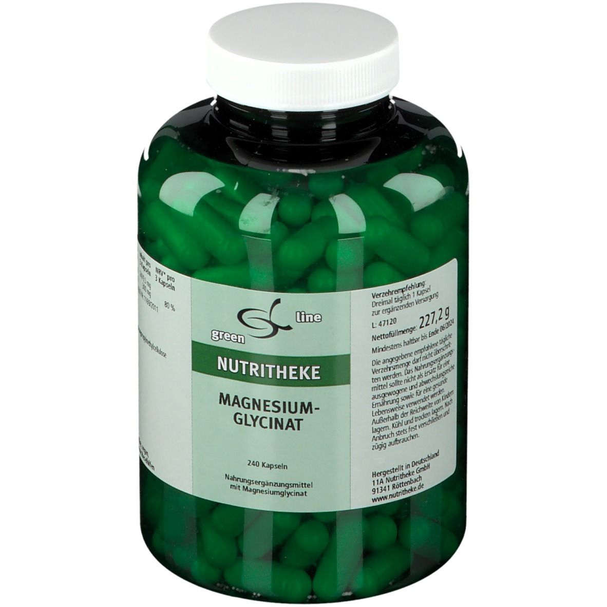green line NUTRITHEKE glycinate de magnésium (240 gélules)