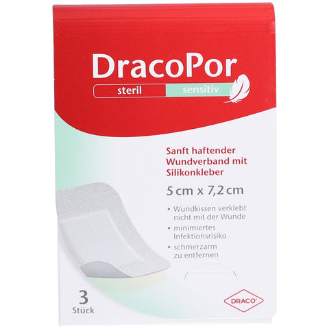 DracoPor® steril sensitiv 伤口敷料 5 cm x 7,2 cm — 3 pièces