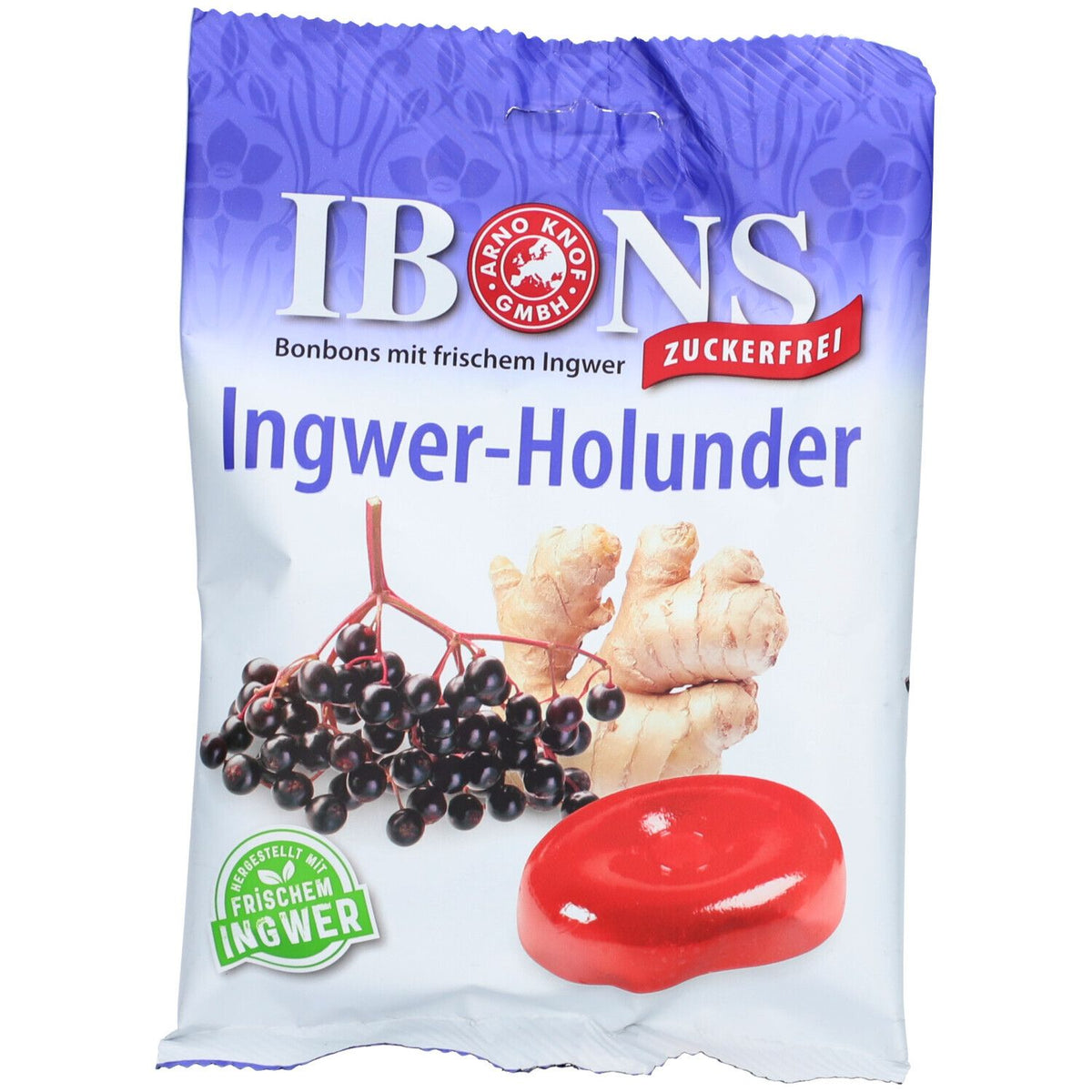 IBONS Gingembre Sureau sans sucre bonbons à sucer (75 g)