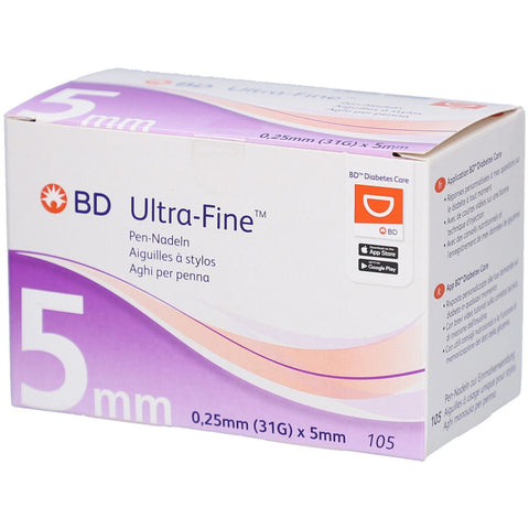 BD Ultra-Fine™ aiguilles pour stylo 5 mm (0,25 mm / 31G) (105 pièces)