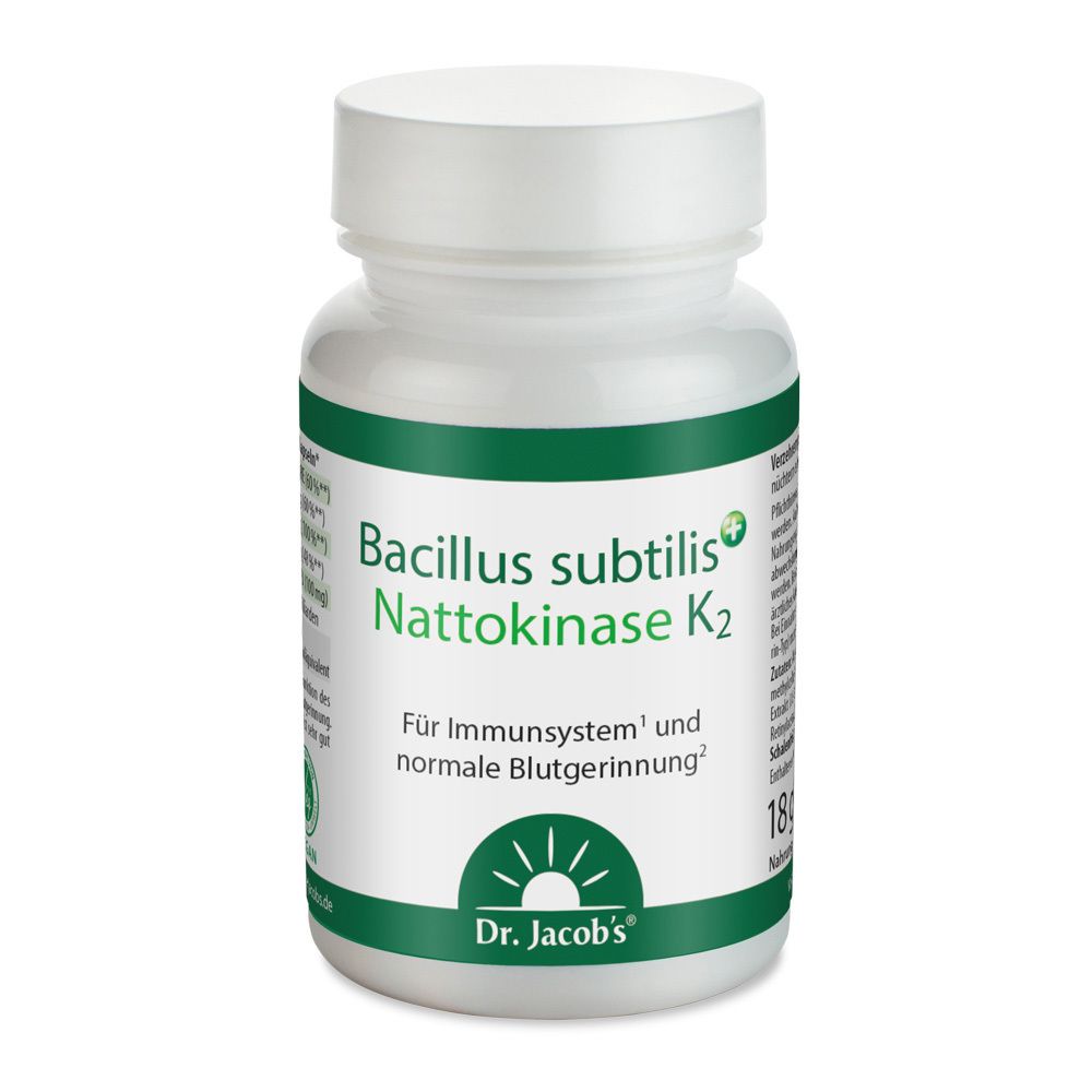 Dr. Jacob's Bacillus subtilis plus enzyme nattokinase vitamine K2 végétalien (60 gélules)