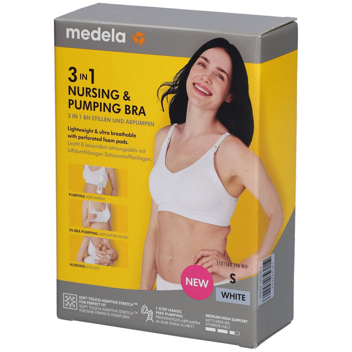 medela 3-in-1 soutien-gorge d'allaitement et de tirage blanc, taille S