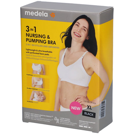 medela 3-in-1 soutien-gorge d'allaitement et de pompage noir, taille XL