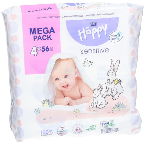 bella Happy lingettes humides Sensitive (4x56 pièces)