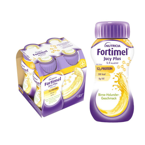 Fortimel Jucy Plus poire-sureau – Boisson hypercalorique avec de nombreux nutriments importants – 300 kcal et 12 g de protéines par bouteille – 32x200 ml