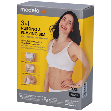medela 3-in-1 soutien-gorge d'allaitement et de tirage noir, taille XXL