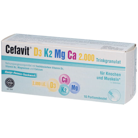 Cefavit D3 K2 Mg Ca 2.000 granulé à boire (10 pièces)