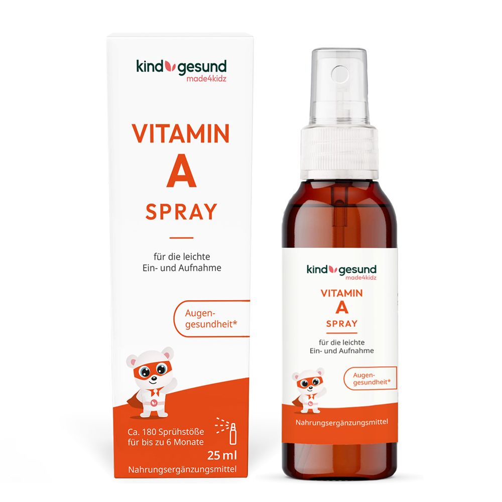 Spray de vitamine A pour enfants - vegan - 200 µg par pulvérisation (25 ml)