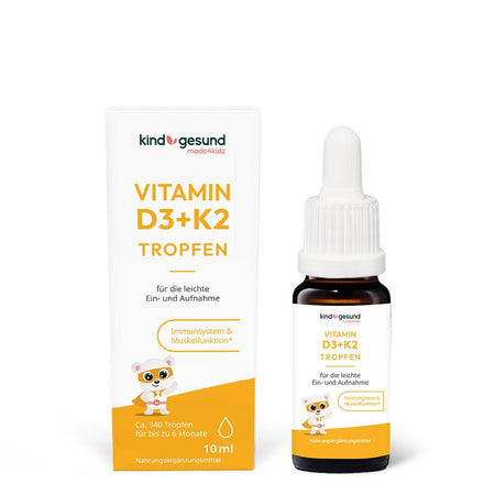 Vitamin D3K2 gouttes pour enfants vegan et au goût neutre (10 ml)