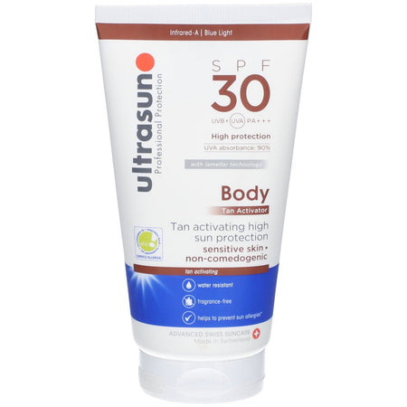 Ultrasun® Gel activateur de bronzage corps SPF 30 protection solaire pour peaux sensibles (150 ml)