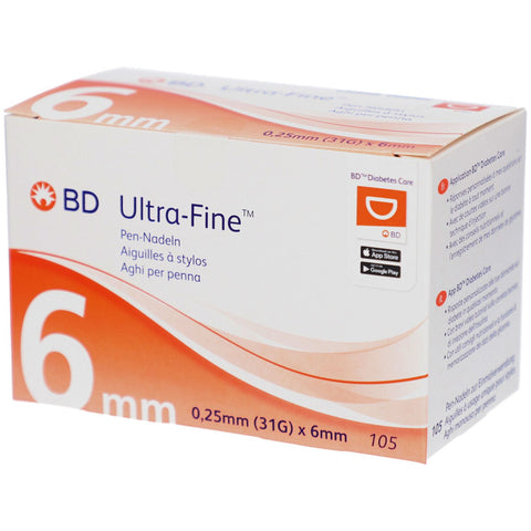 BD Ultra-Fine™ aiguilles pour stylo 6 mm (31G) x 0,25 mm (105 pièces)