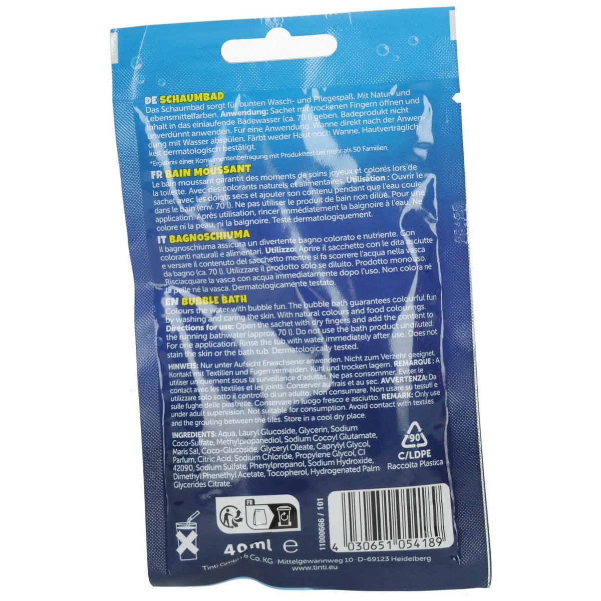 Tinti bain moussant bleu (40 ml)