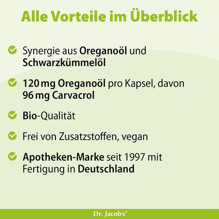 Dr. Jacob's® Huile d'origan BIO gélules (60 gélules)