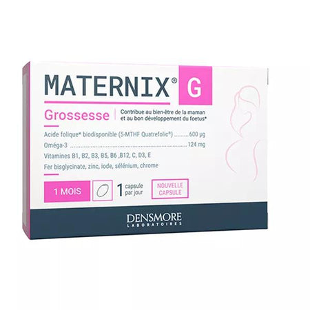 Densmore Maternix G - Grossesse - Acide Folique 5-MTHF 600 μg & Oméga 3 124mg - Cure de 1 mois