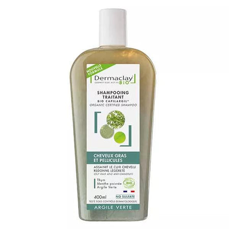 Dermaclay Shampoing Traitant Bio Cheveux Gras et Pellicules Argile Verte 400ml