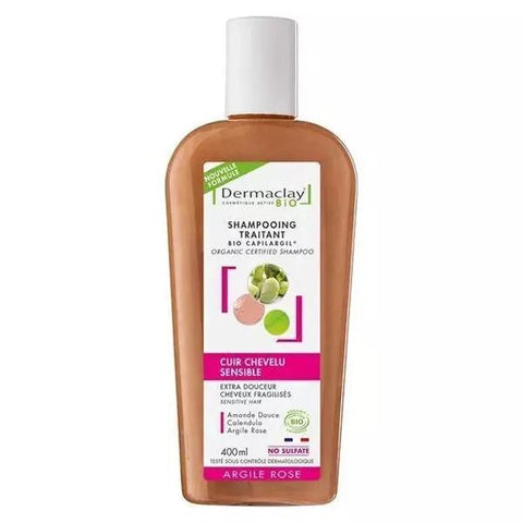 Dermaclay Bio-Behandlungsshampoo Empfindliche Kopfhaut Rosa Tonerde 400ml
