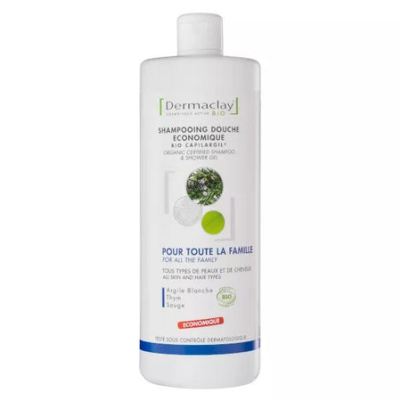 Dermaclay Soin Capillaire Shampoing Douche Économique Famille Bio 1L