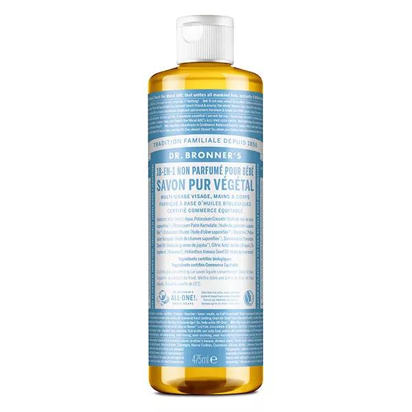 Dr Bronner's Savon Pur Végétal Non Parfumé "18 en 1" 473ml