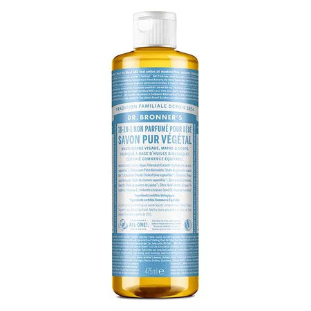 Dr Bronner's Savon Pur Végétal Non Parfumé "18 en 1" (473 ml)