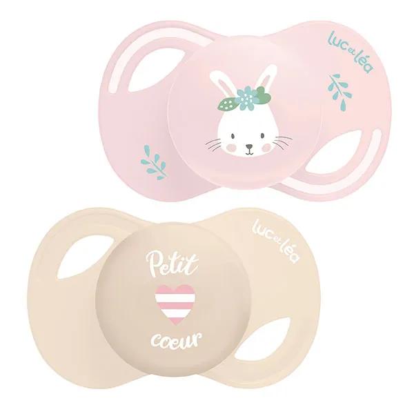 Luc et Léa Collection 2 Sucettes Anatomiques Tetine Extra-slim 0-6 mois Lapin