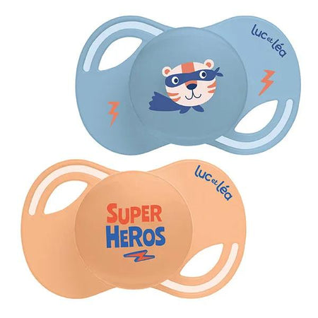 Luc et Léa Collection 2 Sucettes Anatomiques Tetine Extra-slim +18 mois Heros