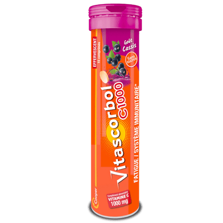 Vitascorbol Complément alimentaire Vitamine C 1000 15 comprimés effervescents Cassis