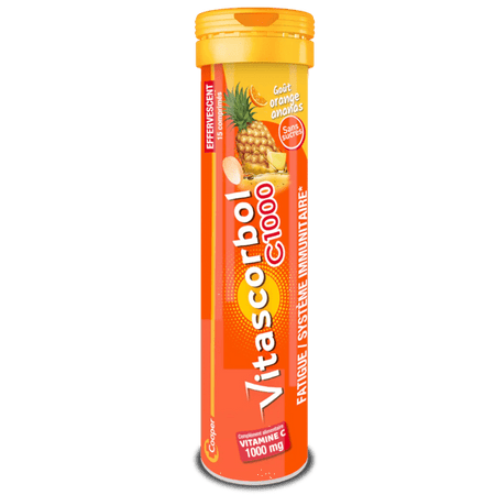 Vitascorbol Complément alimentaire Vitamine C1000 15 cpr effervescents Orange/Ananas