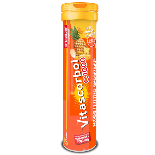 Vitascorbol Complément alimentaire Vitamine C1000 15 cpr effervescents Orange/Ananas
