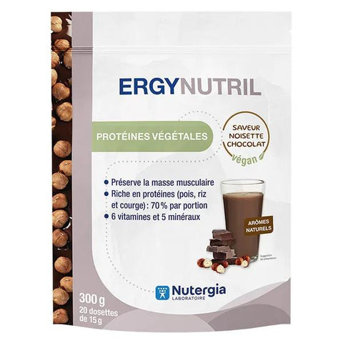 Nutergia Ergynutril Vegan Haselnuss-Schokolade Pflanzenproteine 300g