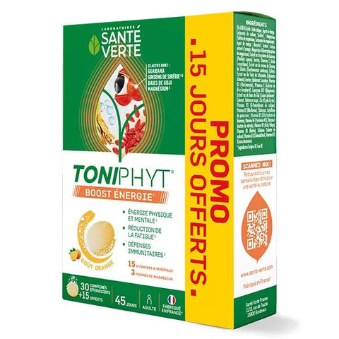 Santé Verte Toniphyt Boost Energy Orange Effervescent Vitamins 30 tablets + 15 free