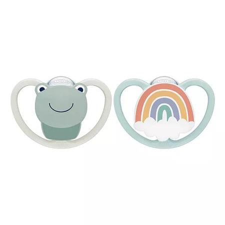 Nuk Sucette Physiologique Silicone +0m Grenouille Arc-en-Ciel Lot de 2