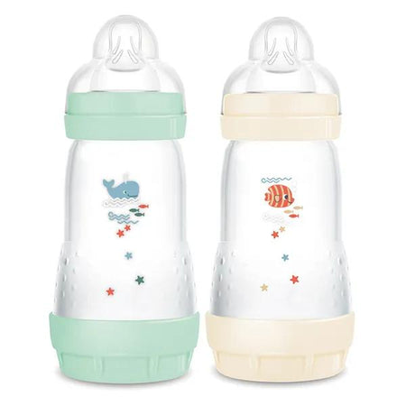 Mam Biberon Esac Classique 260Ml Menthe + Coton Tétine Débit 2 2 x 260ml