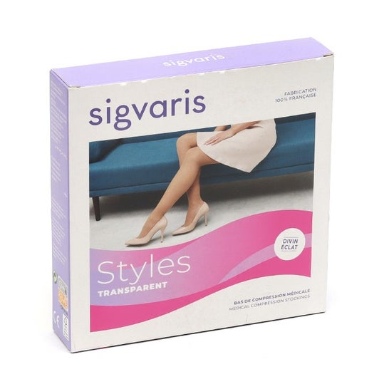 Sigvaris Chaussette de compression semi-transparente beige (taille L)