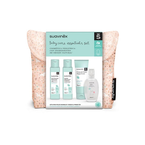Suavinex Trousse de toilette Tissu de voyage rose (4 pièces)