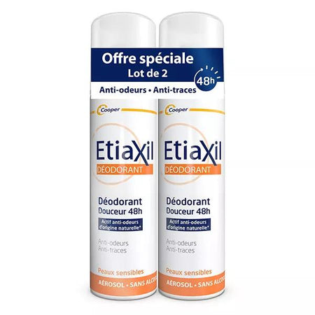 Etiaxil Déodorant Transpiration Faible Aisselles 24h lot de 2x150ml
