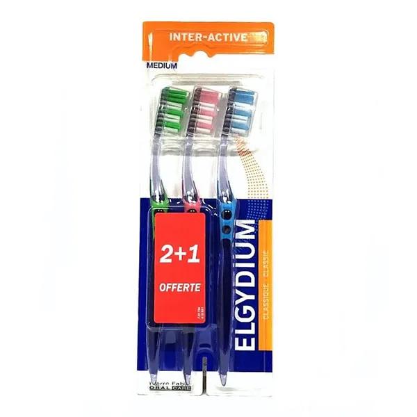 Elgydium Brosse à Dents Diffusion Medium - Lot de 3