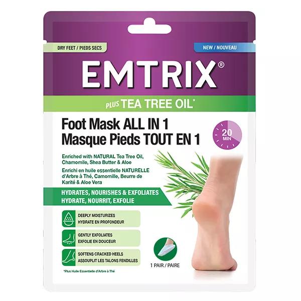 Emtrix Masque Pieds Tout en 1 Hydrate Nourrit & Exfolie 1 paire