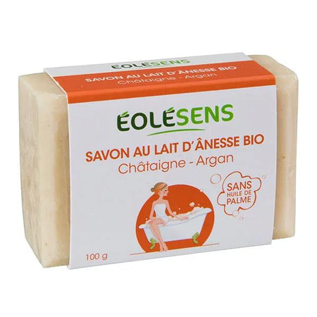 Eolésens Savon au Lait d'Anesse Bio Châtaigne et Argan 100g
