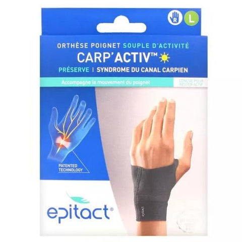 Epitact Carp'Activ Handgelenkorthese, weich, zur Aktivität, erhält das Karpaltunnelsyndrom, rechts, Größe L, 1 Stück
