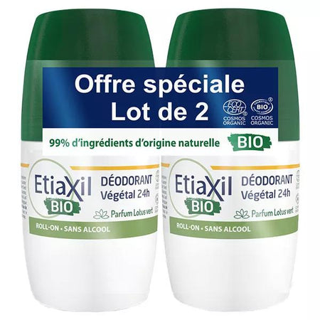 Etiaxil Déodorant Végétal 24H Roll-On Bio Lot de 2 x 50ml