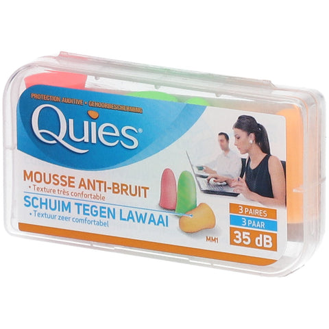 Quies Gehörschutz Komfort-Schaumstoff, 3 Paar, fluoreszierend