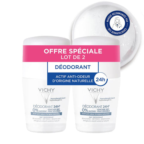 Vichy Deodorant 24h Trockenes Hautgefühl Roll-On 2er-Pack (2 x 50 ml)