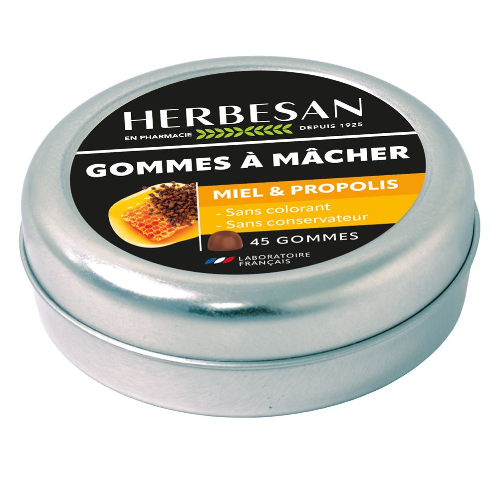Herbesan® Gommes à mâcher Miel et Propolis (45 pièces)