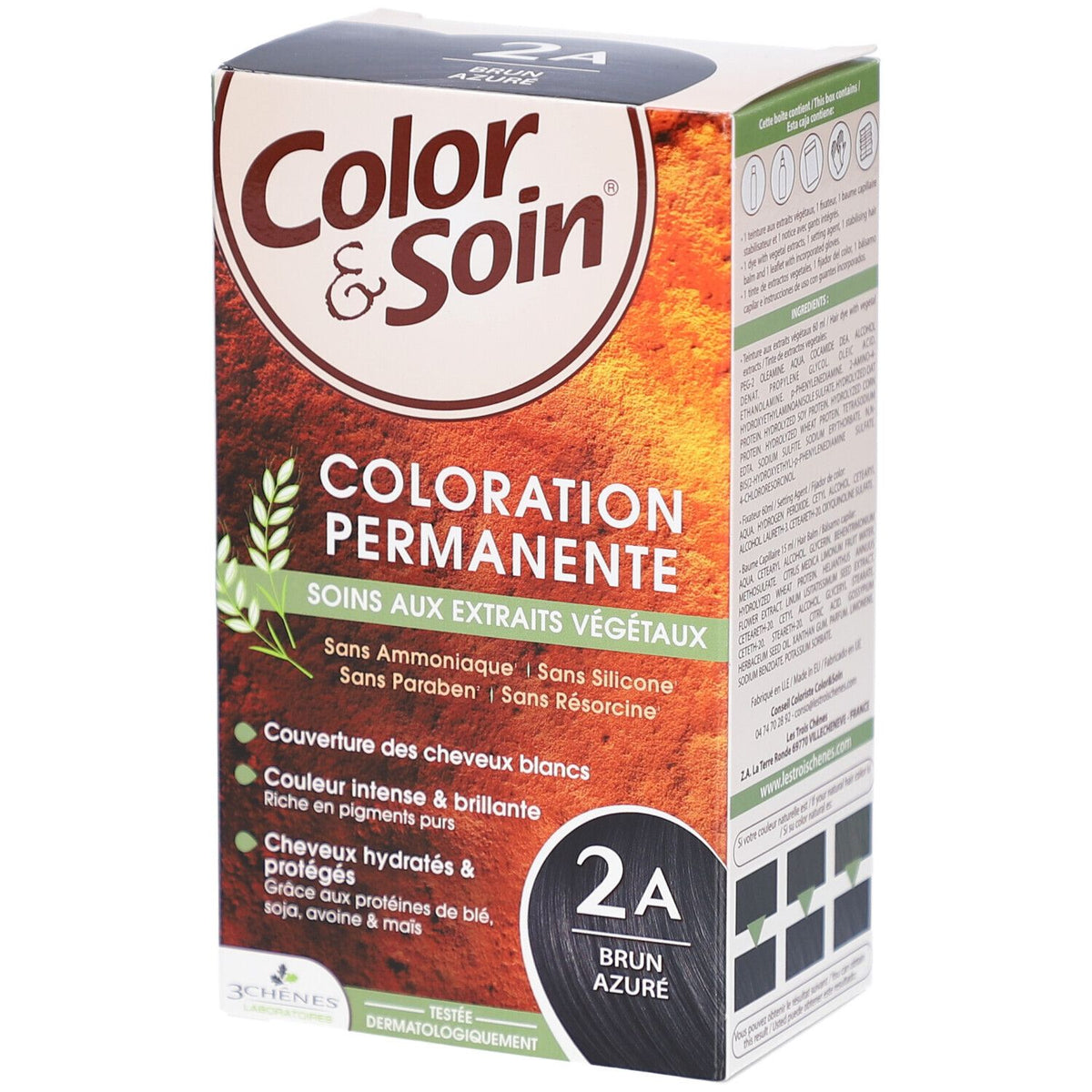 Les 3 Chênes Color & soin 2A brun azuré (135 ml)
