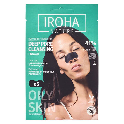 IROHA NATURE Detox-Reinigungsstreifen für die Nase - Aktivkohle (5 Stück)