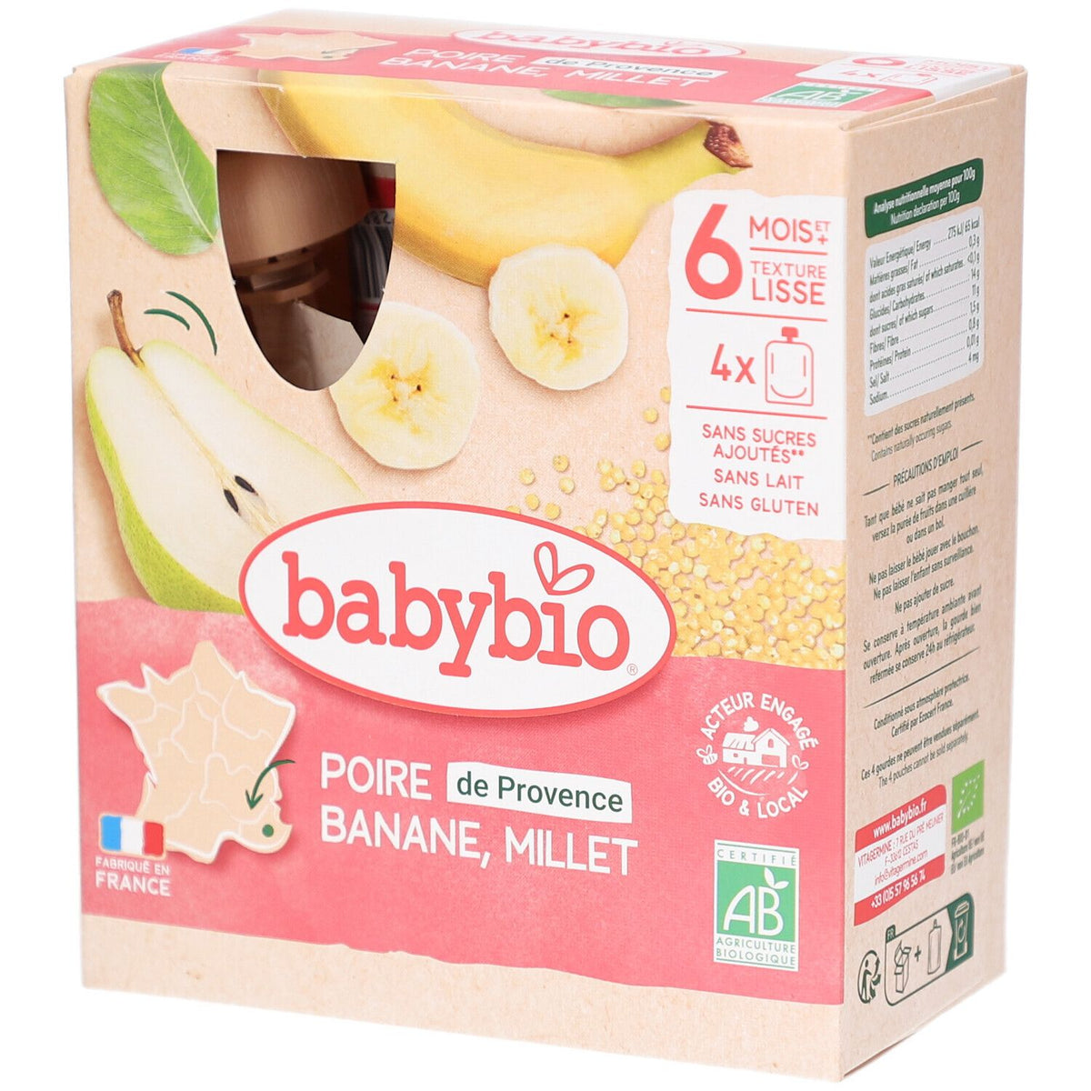 Babybio POIRE D'OCCITANIE BANANE MILLET dès 6 mois — 360 g