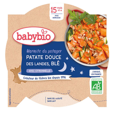 Babybio Marmite du potager patate douce des Landes blé citronnelle dès 15 mois (260 g)