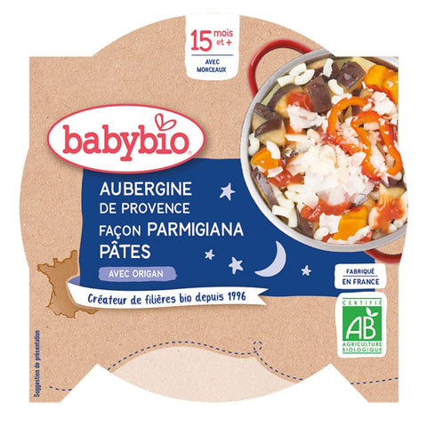 Babybio Abendmahlzeit Auberginen-Parmigiana mit Makkaroni +15m Bio 260g
